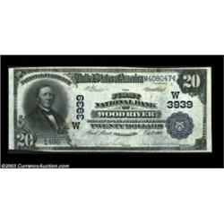 Wood River, NE - $20 1902 Plain Back Fr. 652 First National Bank of Wood River Ch. # 3939Issued by t