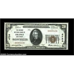 Orange, NJ - $20 1929 Ty. 1 Second NB of Orange Ch. # 4724A nice piece for type. Choice Crisp Uncirc