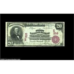 Champlain, NY - $20 1902 Red Seal Fr. 639 The First NB Ch. # (E)316A bright and attractive Red Seal.