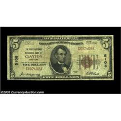 Clayton, NY - $5 1929 Ty. 1 The First National Exchange Bank Ch. # 5108Evenly circulated Fine-Very F