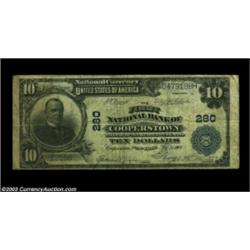 Cooperstown, NY - $10 1902 Plain Back Fr. 624 First NB of Cooperstown Ch. # 280Full signatures grace