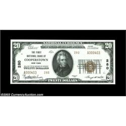 Cooperstown, NY - $20 1929 Ty. 2 The First NB Ch. # 280A lovely note that was no doubt part of the h