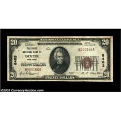Dexter, NY - $20 1929 Ty. 1 The First NB Ch. # 8463A nice note which is perfectly matched for grade.