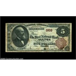 Fulton, NY - $5 1882 Brown Back Fr. 467 The First NB Ch. # 968A very eye catching title layout highl