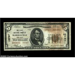 Harrisville, NY - $5 1929 Ty. 2 The First NB Ch. # 10767A scarce note, but with a bit of light stain