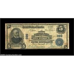 Hudson, NY - $5 1902 Plain Back Fr. 598 The First NB & TC Ch. # 396A very scarce title which was use