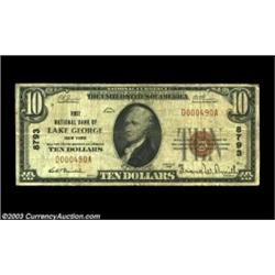 Lake George, NY - $10 1929 Ty. 1 The First NB Ch. # 8793Only denomination issued by this resort comm