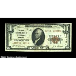 Lisbon, NY - $10 1929 Ty. 2 The First NB Ch. # 12018Two notes are reported from Lisbon in small size