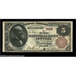 Lowville, NY - $5 1882 Brown Back Fr. 466 The First NB Ch. # 348A lovely $5 Brown Back with a neat t