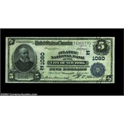 New York, NY - $5 1902 Plain Back Fr. 606 Atlantic NB of the City of New York Ch. # (E)1080A pretty.