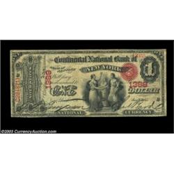 New York, NY - $1 Original Fr. 380 The Continental NB Ch. # 1389A nice evenly circulated ace which i