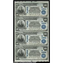 New York, NY - $10-$10-$10-$10 1902 Plain Back Fr. 633 Seventh Avenue NB Ch. # 11844 Uncut SheetOne.