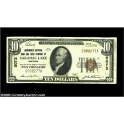 Saranac Lake, NY - $10 1929 Ty. 1 Adirondack NB & TC Ch. # 5072Until some large notes from here turn