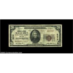 Saranac Lake, NY - $20 1929 Ty. 2 Adirondack NB & TC Ch. # 5072A nice evenly circulated Type 2 examp