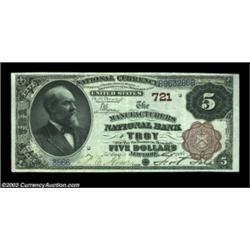 Troy, NY - $5 1882 Brown Back Fr. 467 The Manufacturers NB Ch. # 721A lovely $5 Brown Back with a gr