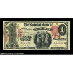 Vernon, NY - $1 1875 Fr. 385 NB of Vernon Ch. # 1264A Series 1875 example with low serial number 8..