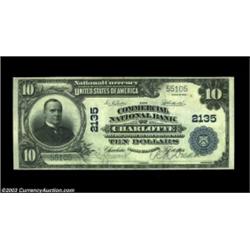 Charlotte, NC - $10 1902 Plain Back Fr. 631 Commercial NB of Charlotte Ch. # 2135A beautiful Extreme