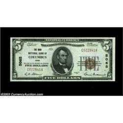 Columbus, OH - $5 1929 Ty. 1 Ohio NB of Columbus Ch. # 5065A fresh and original state capitol note w