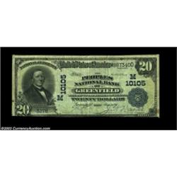 Greenfield, OH - $20 1902 Plain Back Fr. 654 Peoples NB of Greenfield Ch. # (M)10105This rare bank h