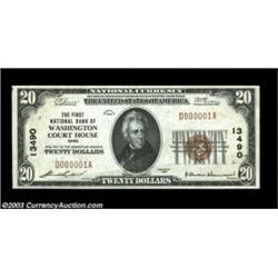 Washington Court House, OH - $20 1929 Ty. 1 The First NB Ch. # 13490A lovely example bearing serial.