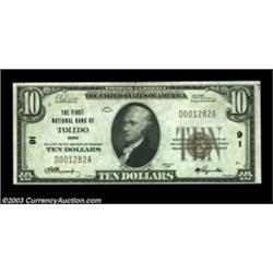 An Ohio Pair from the 1929 SeriesDayton, OH - $10 1929 Ty. 1 Third NB&TC Ch. #2678VFToledo, OH - $10