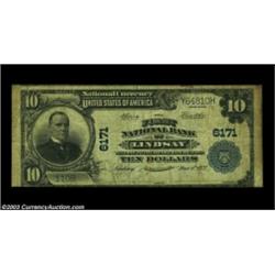 Lindsay, OK - $10 1902 Plain Back Fr. 634 First NB of Lindsay Ch. # 6171Here is a Fine grade Fourth.