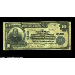 Cambridge Springs, PA - $10 1902 Plain Back Fr. 626 The Springs NB Ch. # 9430Large notes from this C