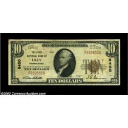 Lilly, PA - $10 1929 Ty. 1 FNB of Lilly Ch. # 8450A Very Fine example from the only note issuing ban