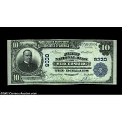 Mercersburg, PA - $10 1902 Plain Back Fr. 626 First NB of Mercersburg Ch. # 9330A lovely three-fold.