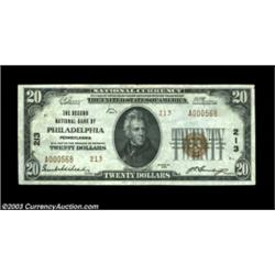 Philadelphia, PA - $20 1929 Ty. 2 The Second NB Ch. # 213Bright About Uncirculated. Important notice