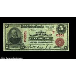 Pittsburgh, PA - $5 1902 Red Seal Fr. 587 Mellon NB of Pittsburgh Ch. # (E)6301This attractive Red S