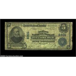 Pittsburgh, PA - $5 1902 Plain Back Fr. 598 Mellon NB of Pittsburgh Ch. # 6301Very Good, with a doub