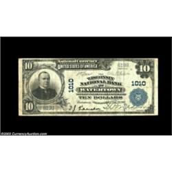 Watertown, WI - $10 1902 Plain Back Fr. 624 The Wisconsin NB Ch. # 1010Despite a long issue, this is