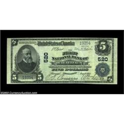 Warren, PA - $5 1902 Plain Back Fr. 598 The First NB Ch. # 520A high grade large example. Extremely.