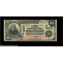 Knoxville, TN - $10 1902 Plain Back Fr. 626 City NB of Knoxville Ch. # (S)3837Red signatures enhance