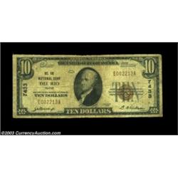 Del Rio, TX - $10 1929 Ty. 1 Del Rio NB Ch. # 7433A scarce note from this Val Verde County bank on t