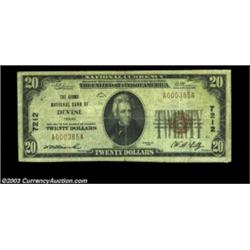 Devine, TX - $20 1929 Ty. 1 Adams NB of Devine Ch. # 7212Only eight small size notes are reported fr