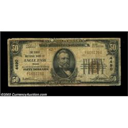 Eagle Pass, TX - $50 1929 Ty. 1 First NB of Eagle Pass Ch. # 4490A well worn high denomination note.