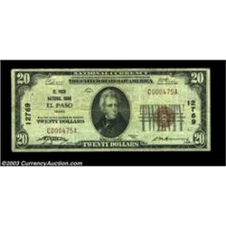 El Paso, TX - $20 1929 Ty. 1 El Paso NB Ch. # 12769A tougher El Paso small size note. Fine-Very Fine