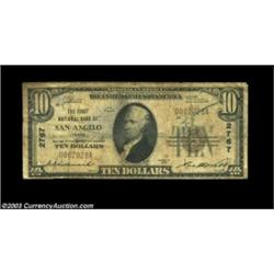 San Angelo, TX - $10 1929 Ty. 1 First NB of San Angelo Ch. # 2767Aged and well worn. Very Good. Impo