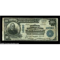 Richmond, VA - $10 1902 Plain Back Fr. 628 Central NB of Richmond Ch. # 10080A nice large size examp