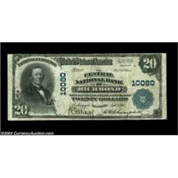 Richmond, VA - $20 1902 Plain Back Fr. 654 Central NB of Richmond Ch. # 10080A nice circulated large