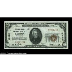 Tacoma, WA - $20 1929 Ty. 1 Puget Sound NB of Tacoma Ch. # 12292CGA Choice Uncirculated 64. Importan