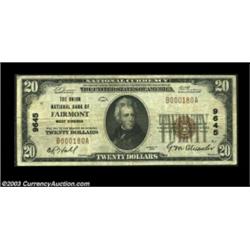 Fairmont, WV - $20 1929 Ty. 2 Union NB of Fairmont Ch. # 9645This bank was in business for 20 years,