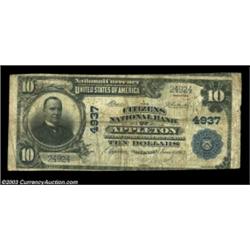 Appleton, WI - $10 1902 Plain Back Fr. 627 First NB Ch. # (M)1749Appleton, WI - $10 1902 Plain Back.