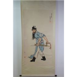 [CHINESE]A XUBEIHONG INSCRIBED WATER COLOR PAINTING SCROLL OF FIGURE OF ZHONGKUI SW:26" H:51"