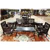 Image 1 : [CHINESE]A SET OF ROSEWOOD SOFA  INLAID WITH THE MOTHER OF PEARL AND TEA TABLE  L:72.5" W:24" H:30"