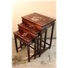 Image 1 : [CHINESE]A SET OF THREE ROSEWOOD FLOWER STANDS WITH THE MOTHER OF PEARL INLAY   L:20" W:14" H:26"