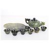 Image 2 : [CHINESE]A JADE CARVED TEA SET   (MEASURED WITH THE LARGEST ITEM)  L:7" W:4.75"