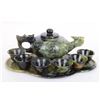 Image 4 : [CHINESE]A JADE CARVED TEA SET   (MEASURED WITH THE LARGEST ITEM)  L:7" W:4.75"